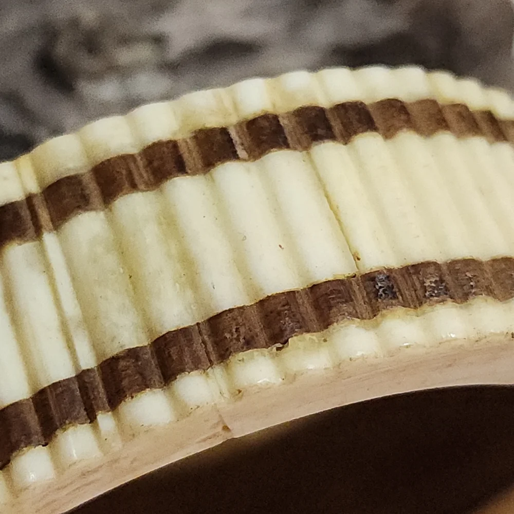 Vintage Boho Faux Bone Resin With Wood Inlay Bangle Cuff Bracelet